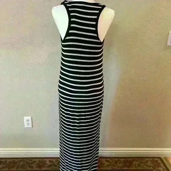 J crew Womens Size XS Black White striped maxi dress casual soft comfy Stretch - Picture 2 of 8